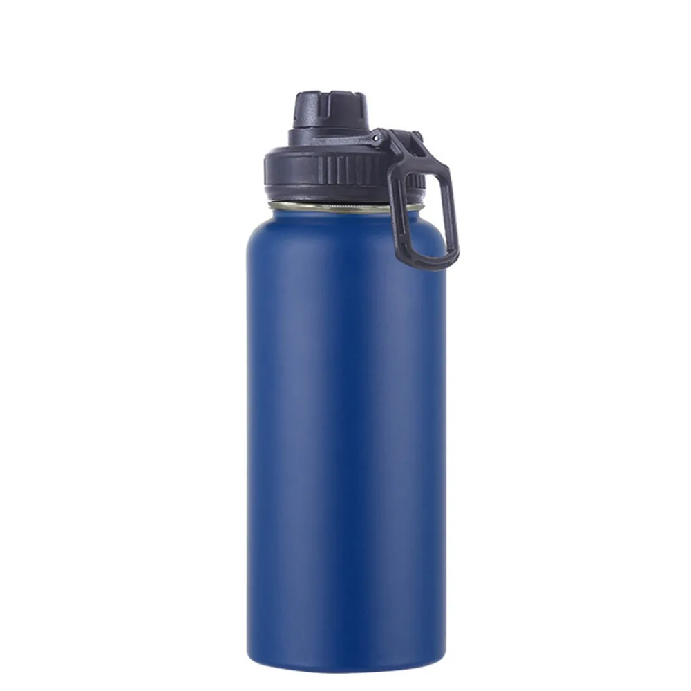 Botella de agua aislada de 32 oz, frasco deportivo de 1 litro de acero inoxidable de doble pared al vacío, de boca ancha, con tapa de pico a prueba