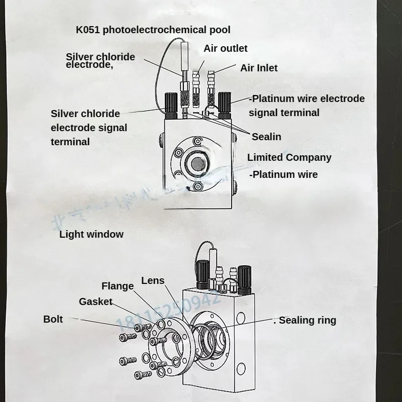 K051 sealed photoelectrochemical cell (working electrode pieces can be quickly loaded and unloaded)