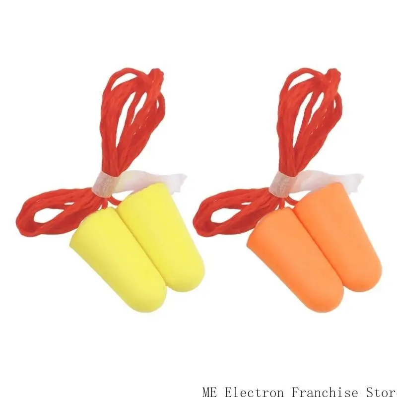 T5EA 5 أزواج من سدادات الأذن الرغوية حماية الأذن إلغاء سدادات الأذن الناعمة مع الحبل لدراسة العمل بناء النوم