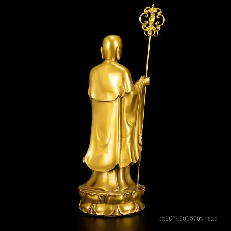 Pure copper Buddha statue ornaments of the King of Earth, religious articles, Buddha furniture for home worship Buddha sculpture