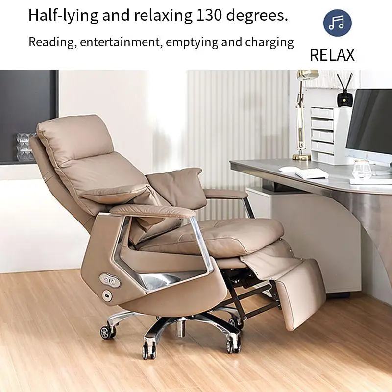 Electric leather boss chair office chair reclining massage leather lifting artificial body science sedentary home Use computer