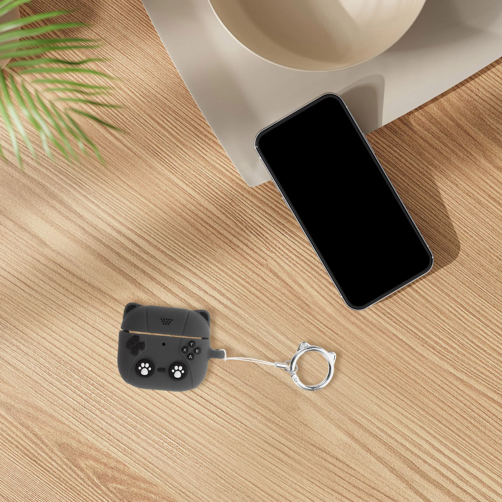 

Silicone Earphone Case Dark Grey Earbud Protective Cover Cute Funny Headphone Storage Bag for 4 Earphone Case