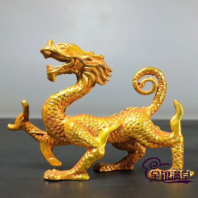 Gilt Mythical beast sharp claws dragon Ornament Decoration Tea Pet Figurines Desk Decor Accessories