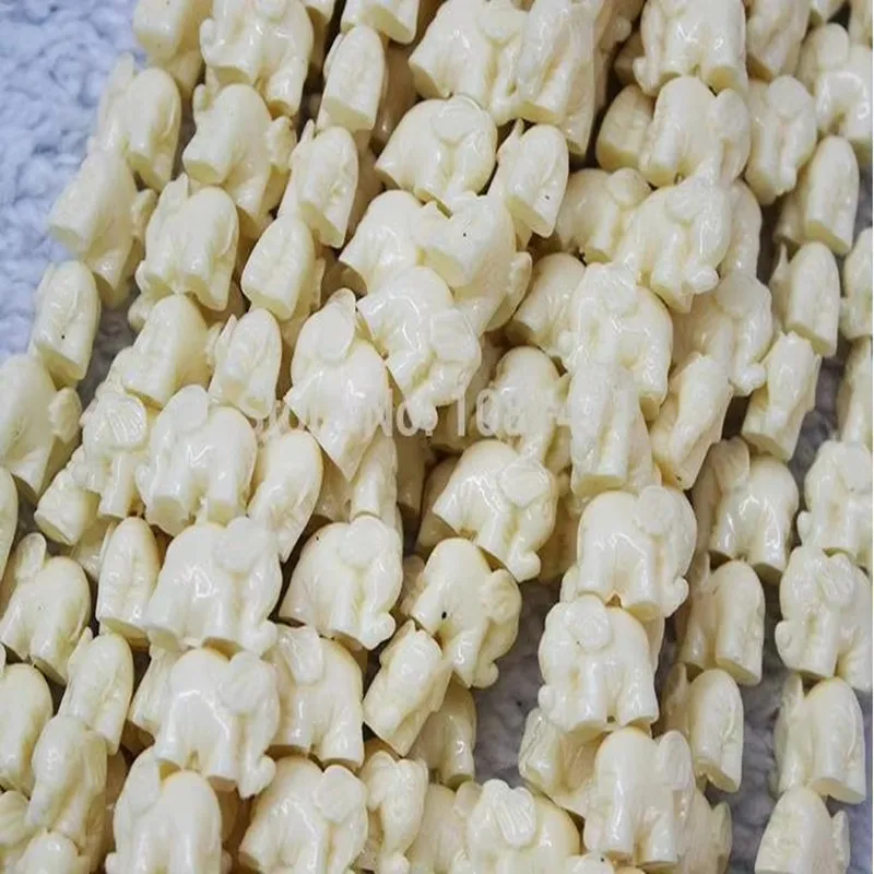 30pcs Cute elephant shape Small accessories like perforation do small pendant High imitation ivory beads 8mmx15mm