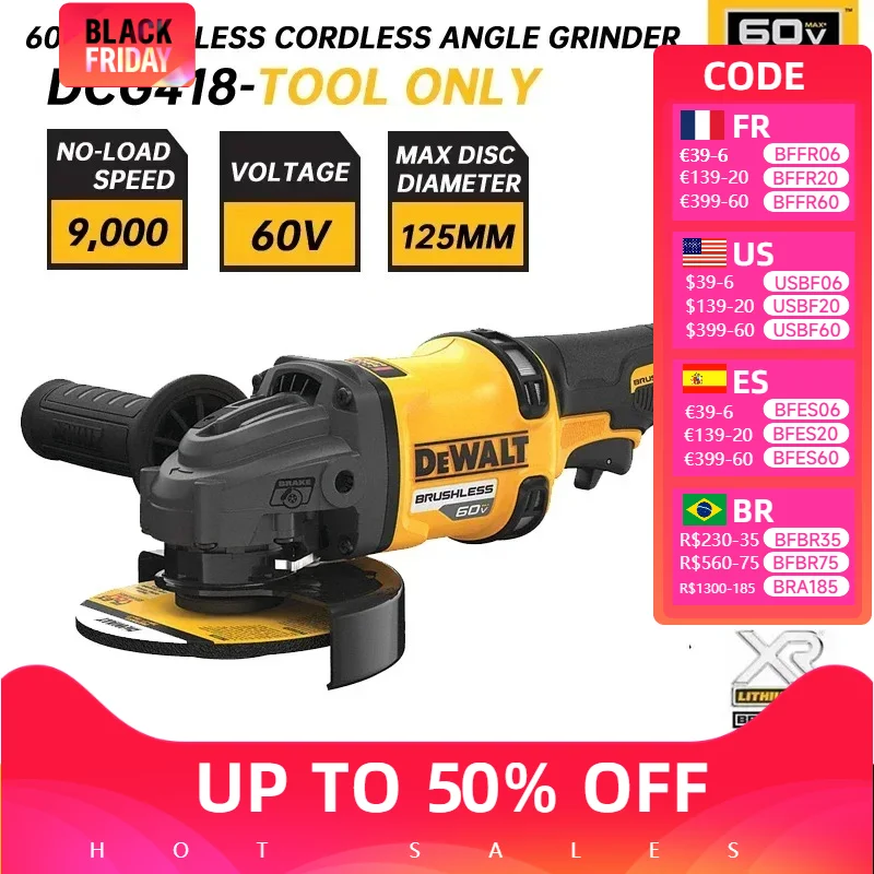 DEWALT DCG418 FLEXVOLT 60V MAX Angle Grinder With Kickback Brake Kit 125MM Brushless Cordless Angle Grinder Cutting Machine