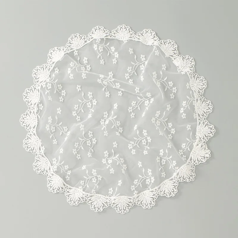 

New Round Lace Hollow Edge Headscarf Elegant Lace Trim Bridal Wedding Veil Soft Light Wedding Hair Accessories for Bride Women