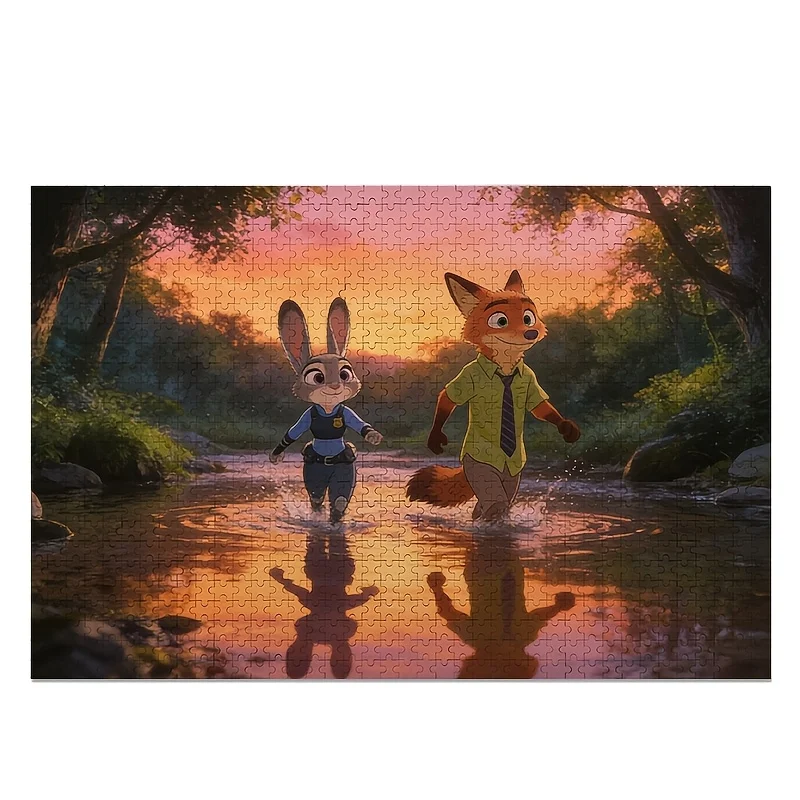 1000pcs Disney Zootopia Judy Hopps and Nick Wild Poster Puzzle | High Difficulty, Home Decor, Ideal for Birthdays and Gifts