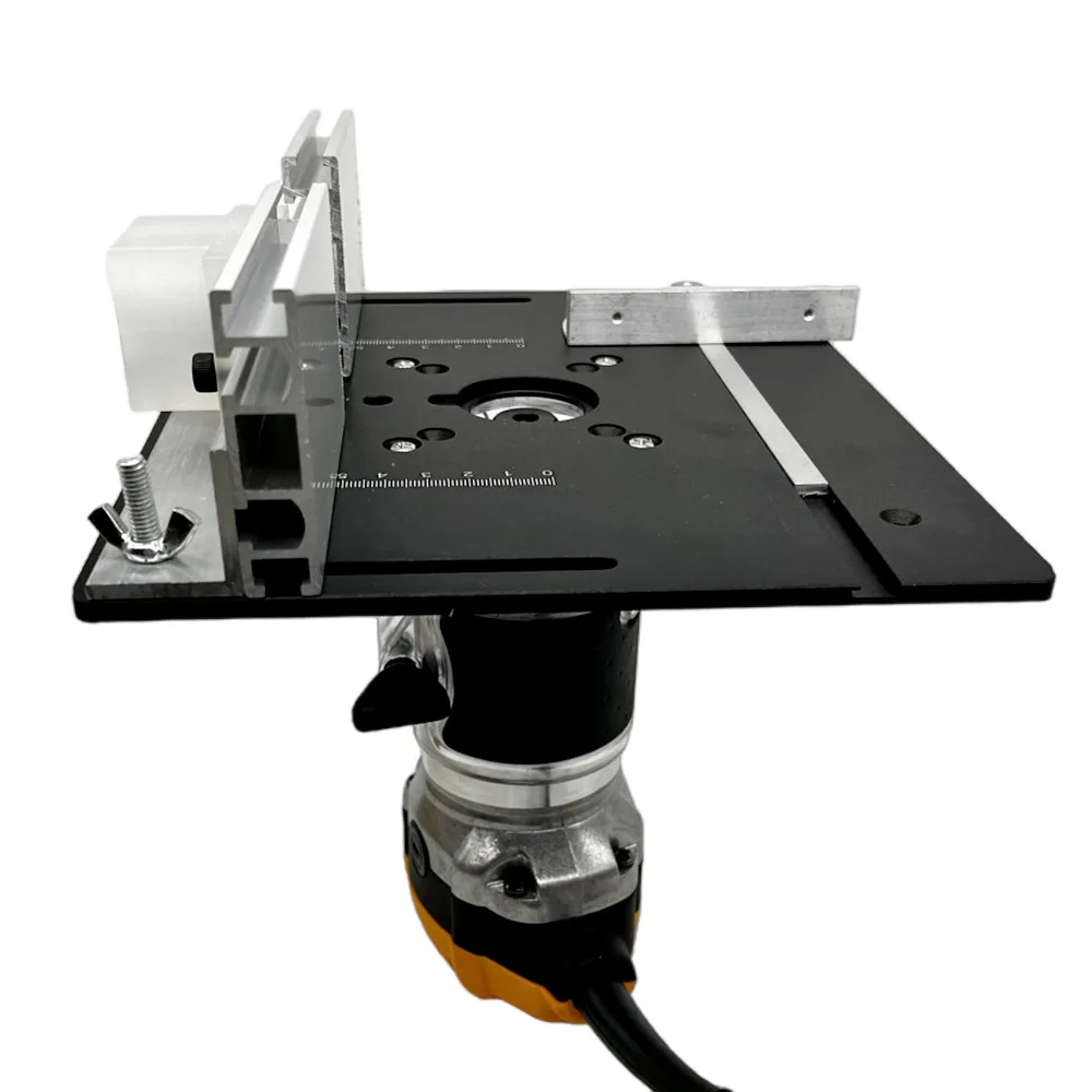 Aluminum Router Table Insert Plate W/ Miter Gauge Guide and Bracket for Woodworking Benches Table Saw Trimming Engraving Machine