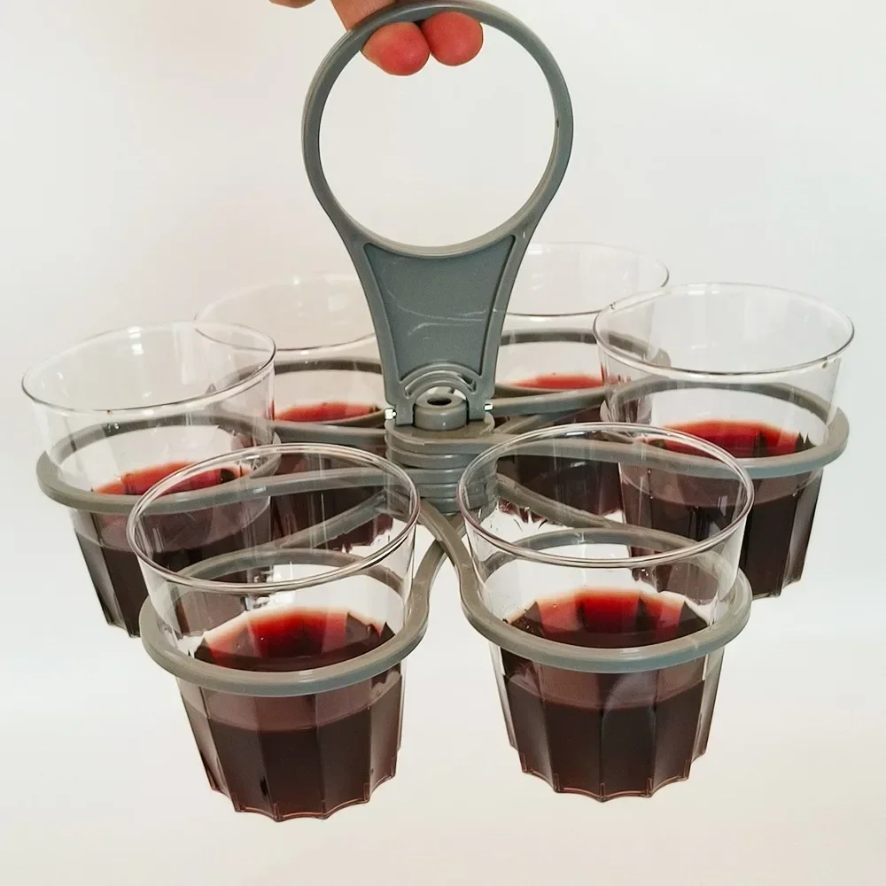 Collapsible Rotatable Portable Cup Holder 6 Cup Plastic Carrier for Party Wine Coffee Cups Creative Tote Rack for Home Kitchen