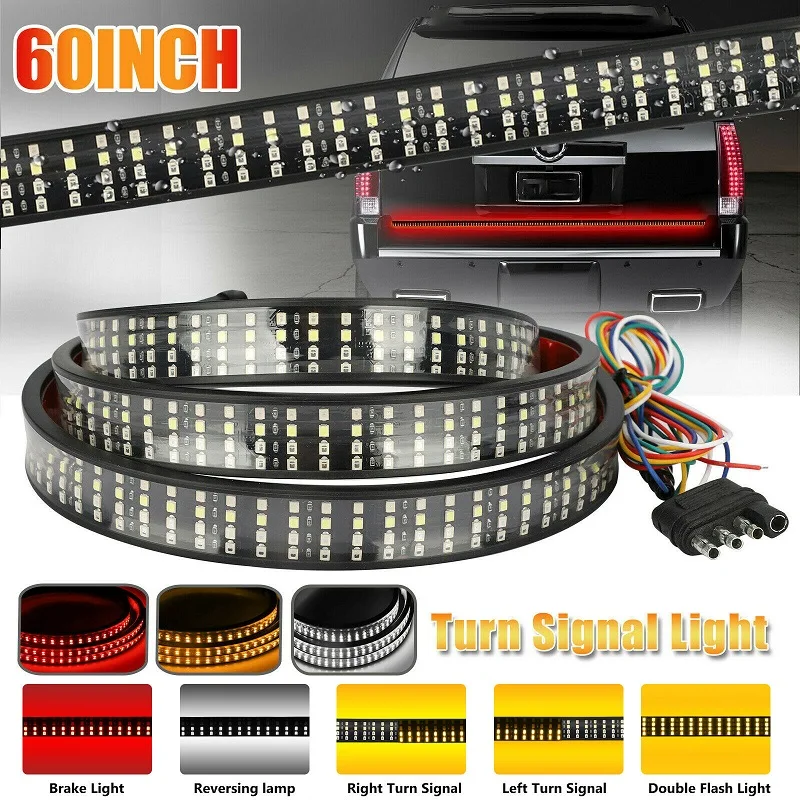 60 Inch LED Tail Light Strip Brake Backup Running Turn Signal Strip   Truck 4-Row LED Tailgate Light Bar Car Accessories