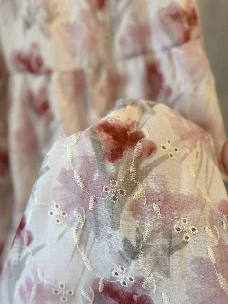 Retro spódnica w kwiaty dla kobiet 2025 letnia nowa moda słodka spódnica trapezowa Temperament długa spódnica w pasie