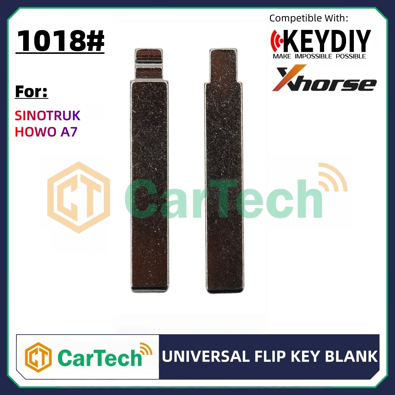 Cartech  1018# Uncut Flip Blank Key Blade for KEYDIY KD XHORSE VVDI Universal Remote Fit SINOTRUK HOWO A7 Heavy Duty Truck Lorry