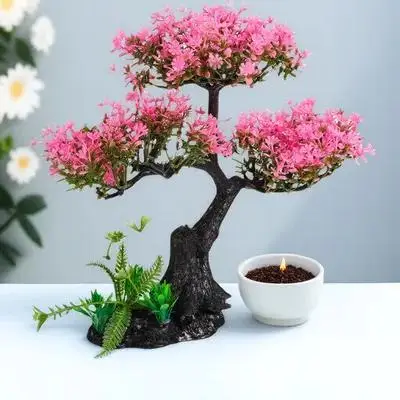 

Artificial Plants Indoor Aquarium Decoration Fish Tank Cherry Blossom Fake Colored Accessories for Small Tree Real
