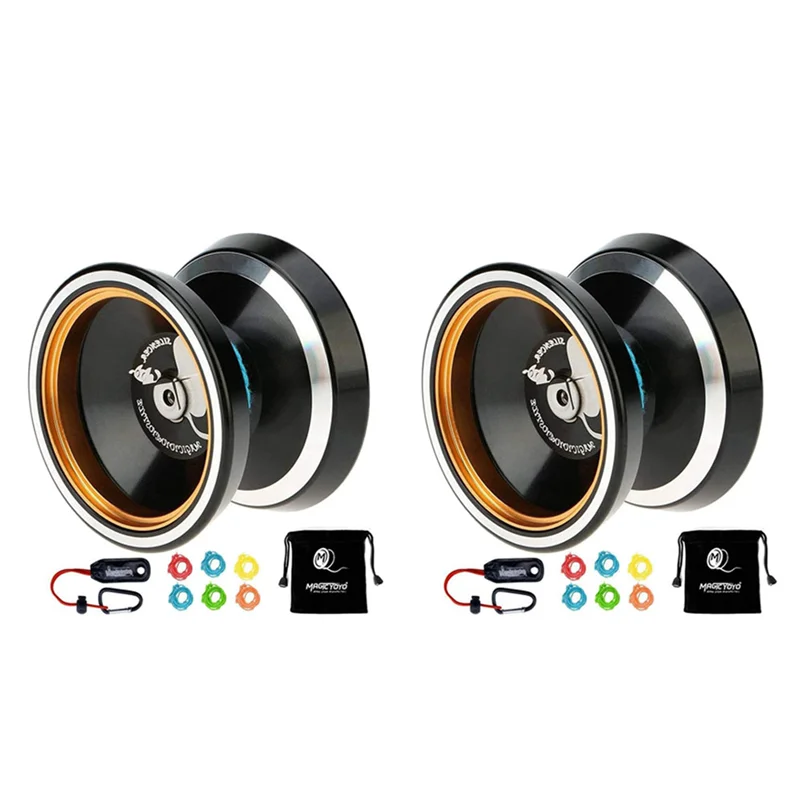 

2X Неповседневное йойо MAGICYOYO M001-B, йойо из алюминиевого сплава с металлическим кольцом, промежуточное йойо + дополнительная 10 струн + сумка