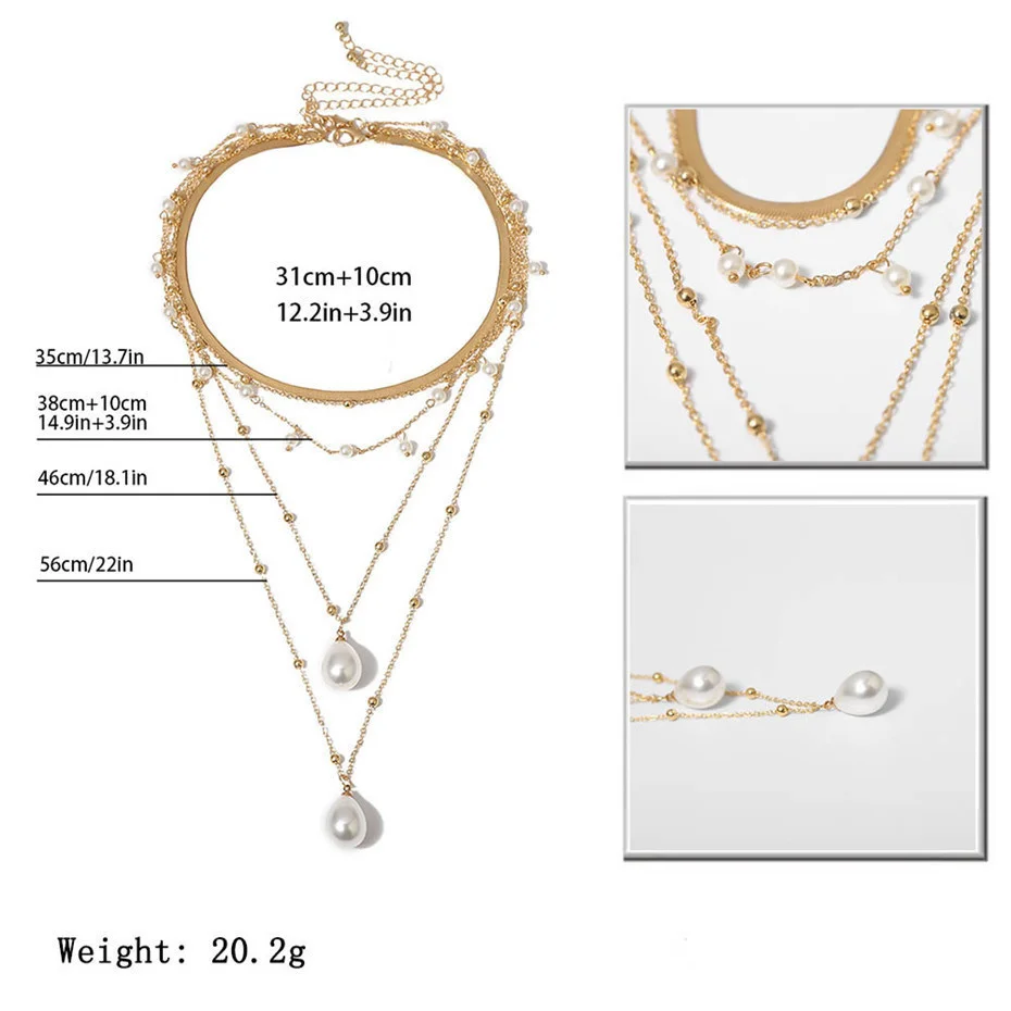 IngeSight.Z Bohemian Multi Schicht Nachahmung Perle Quaste Choker Halskette Kragen Erklärung Anhänger Halskette für Frauen Schmuck – Detail 13