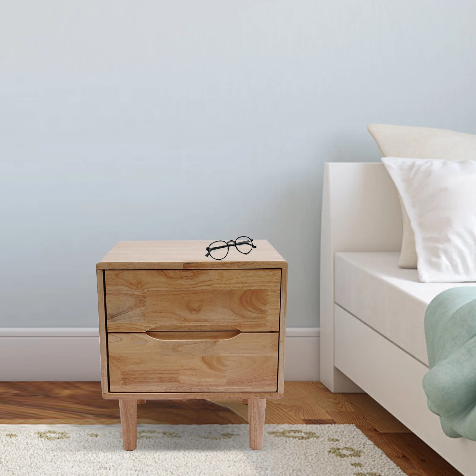 

Wooden Nightstand with 2 Drawers, Anti-corrosion & Wear-resistant Sofa Side Table, Vintage Style Home Decor, Bedroom Furniture