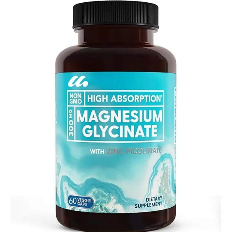 Magnesium glycinate with zinc -300mg chelated magnesium supplement - high absorption vegetarian non GMO two in one complex