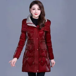 Fdfklak Bright Wash-free Down Cotton-padded Jacket Long Middle-aged Winter Jacket Women 5XL Big Size Coat ropa de invierno mujer