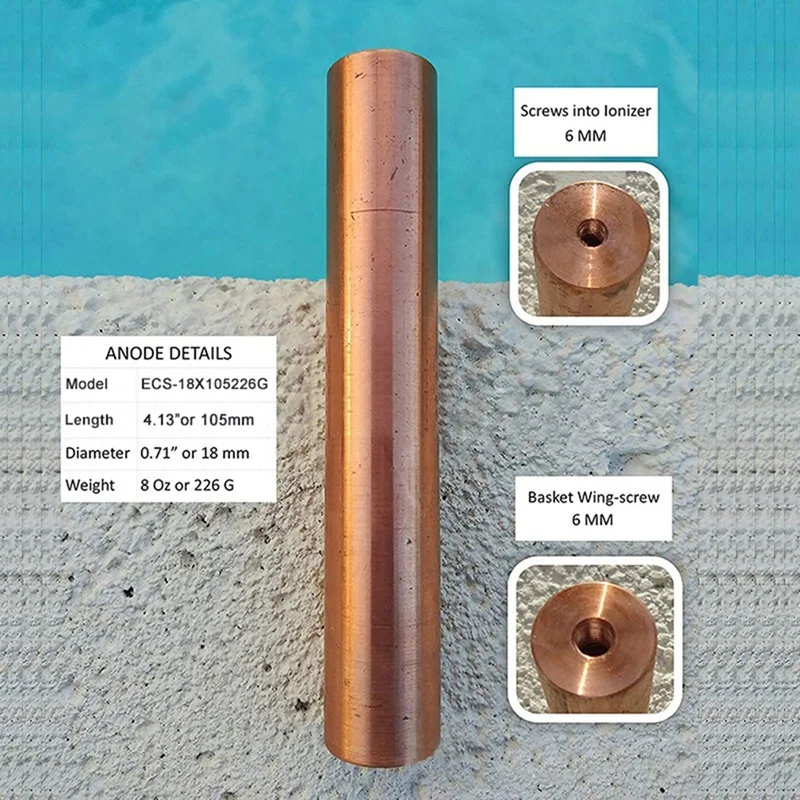 Solar Pool-Ionizer Copper Ion Swimming Pool Purifier Kills-Algae Pool Ionizer For Outdoor Replacement Solar Copper Anode