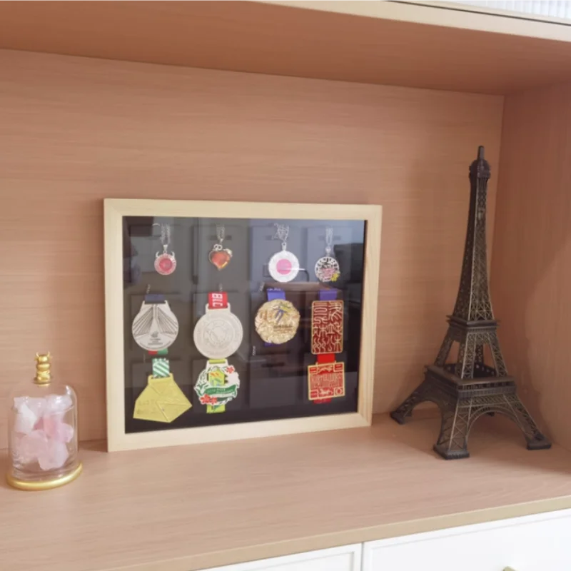 Marathon Medal Display Stand Sports Gold Medal Wooden Photo Frame Sports Medal Wall Hanging Hollow Structure Honor Display Frame
