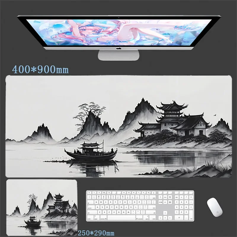 Ink Landscape Mouse Pad Large Computer Office Game Table Mats XXL Rubber Anti-slip New Gaming Keyboard Mousepads Long Desk Mat