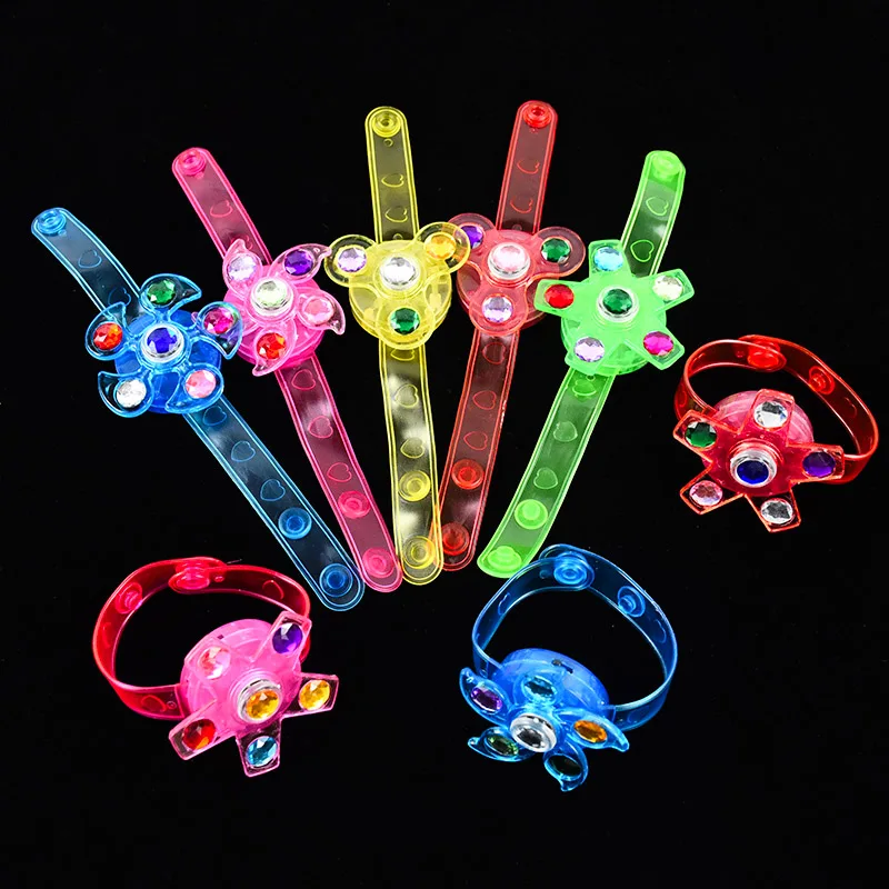 5Pcs Kid's Glow Watch LED Light Up Fidget Spinner Toys Rotary Gyro Watch Glow In The Dark Party Decor Supplies Birthday Gifts