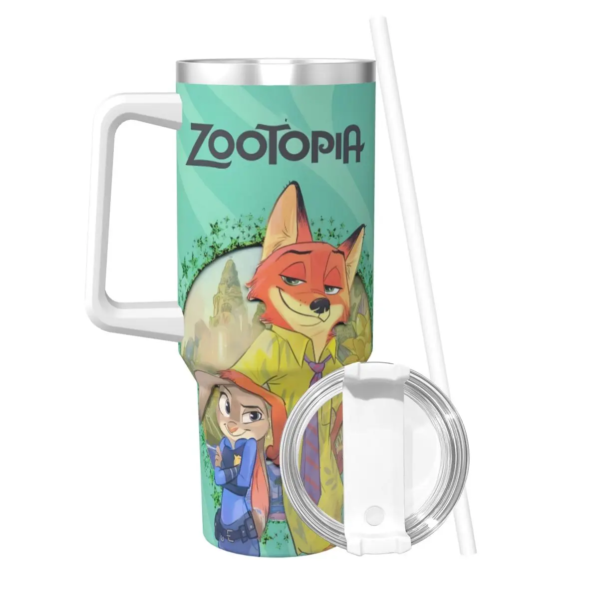 Zootopia Nick Judy Cartoon Stainless Steel Tumbler Travel Mugs Cup Large Coffee Mug Portable Cold and Hot Milk Tea Water Bottle