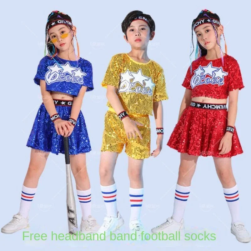 

Children's Dance Performance Costumes, Kindergarten Boys and Girls Cheerleading Performance Costumes, Sequins