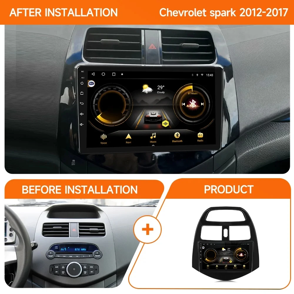 JIUYIN Android 12 Multimedia Car Stereo Radio For Chevrolet Spark 2012 2015 2013 2017 Carplay ​Player 4G Autoradio