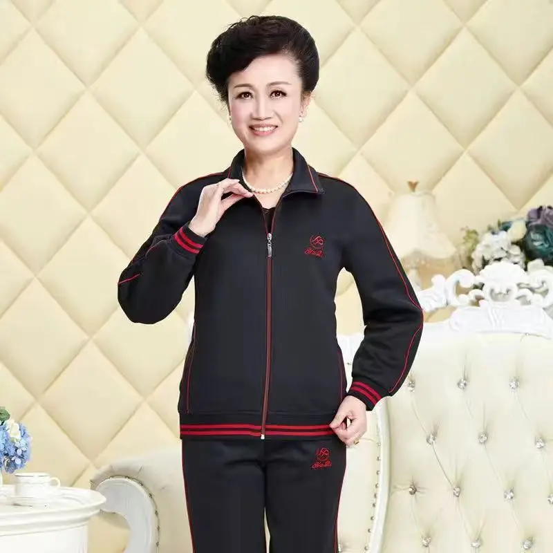 2023 Sporty Mom Loose Fitting Sportswear Set Women's Two-Piece Middle-Aged And Elderly