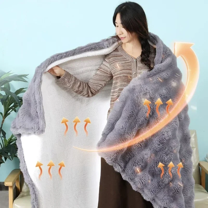 Electric Heated Blanket Wearable Electric Blanket Shawl Wraps Double-Sided Thermal Blanket for Home Camping  for Sofa Home Bed