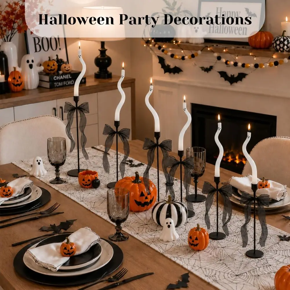 S-Shaped LED Electronic Candles Twisted Long Stem Flickering Flameless Candles Battery Operated Long Pole Table Decor Candles