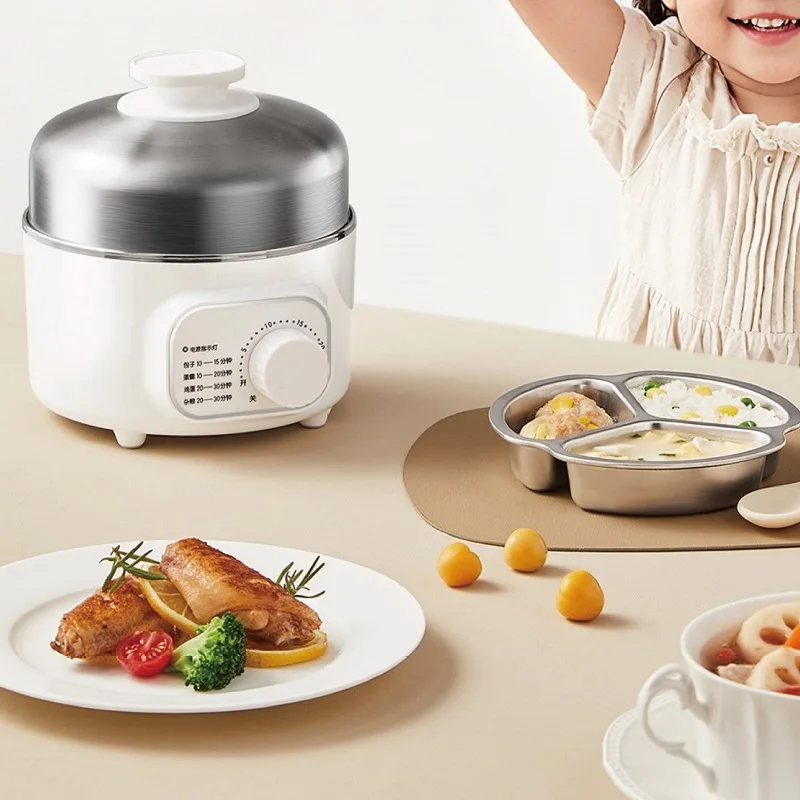 400W Multifunctional Egg Cooker Dormitory Breakfast Machine 304 Stainless Steel Timing Baby Food Electric Steamer Auto Power Off