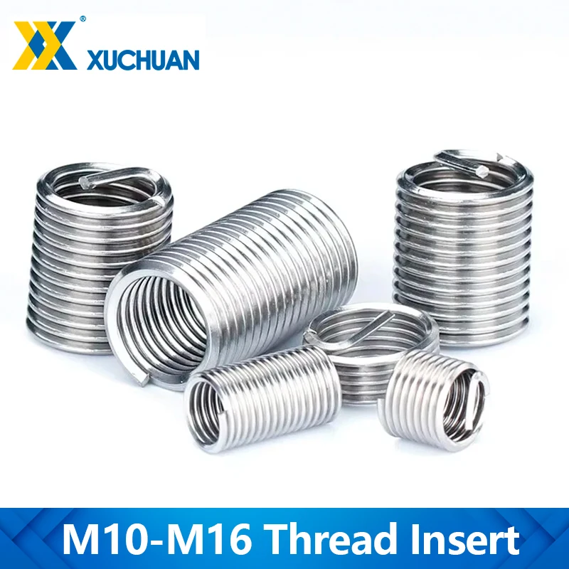 

XUCHUAN 10PCS Fastening Thread Insert Set M10 M12 M16 Stainless Steel Spiral Wire Repair Tool Screw Insert Kit Threading Tools
