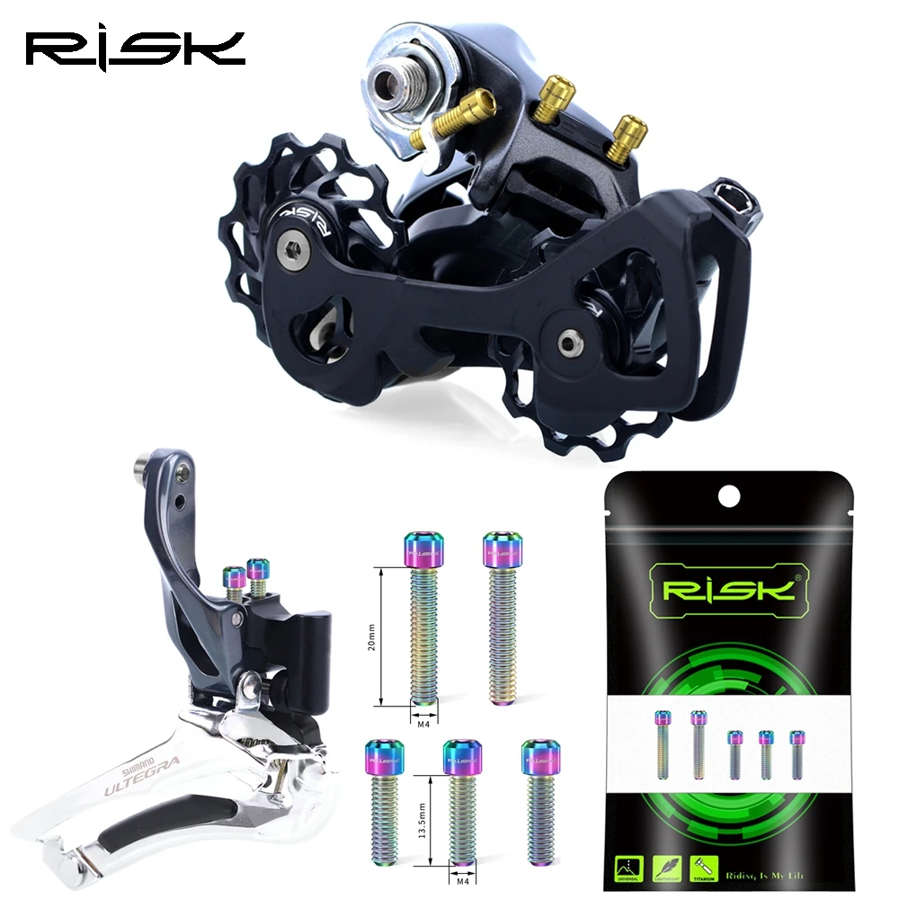 RISK Bike Front Rear Derailleur Shift Stroke Adjusting Bolt M4x13.5 M4x20mm Titanium Alloy Screws
