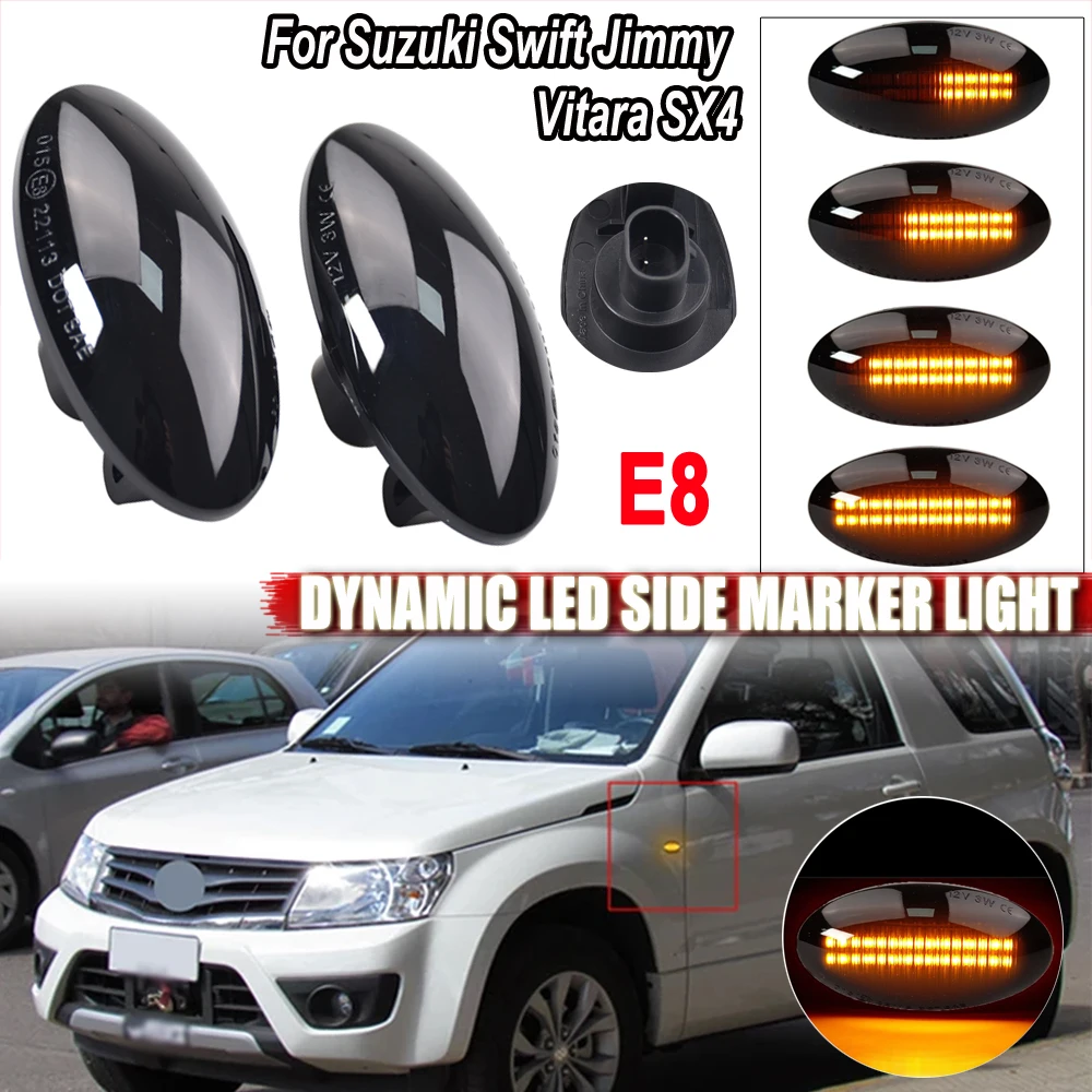 2pcs Dynamic LED Side Marker Turn Signal Light Indicator Repeater For Suzuki Swift Jimmy Vitara SX4 Splash XL7 Grand Vitara Alto