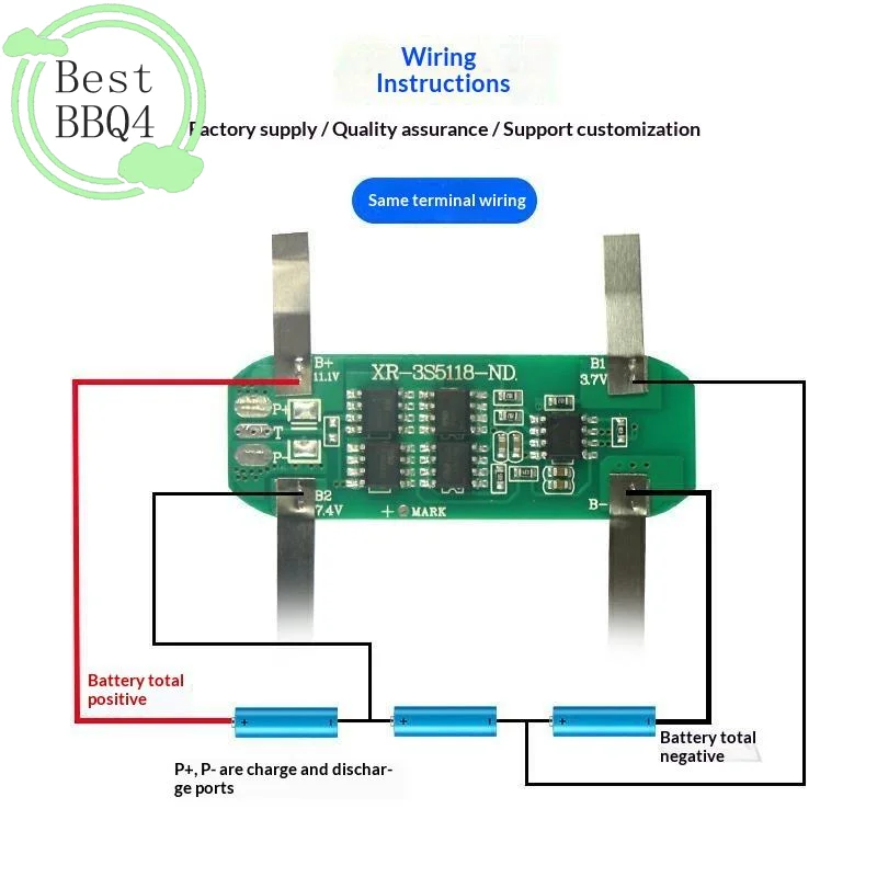 (BBQ4)1Pcs 18650 Lithium Battery BMS With Welding Nickel 3S 12.6V 5A 10A For DIY 8.4V 12V Li-ion Battery Pack Use