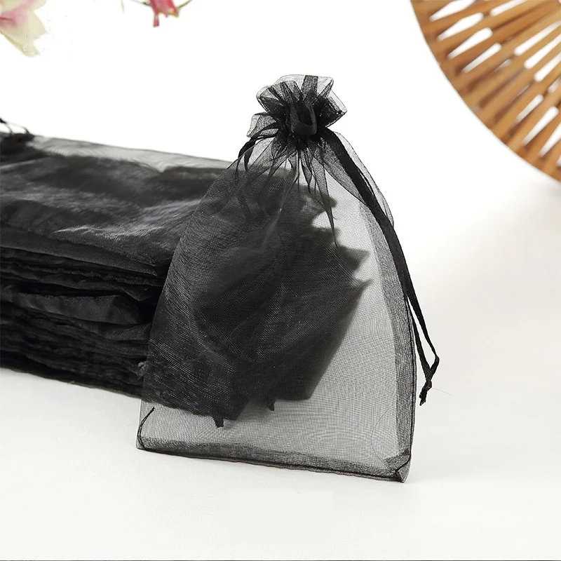 10pcs Organza Gift Bags Drawstring Pouch for Jewelry Storage Wedding Party Candy Christmas Gift Bags Jewelry Packaging Supplies
