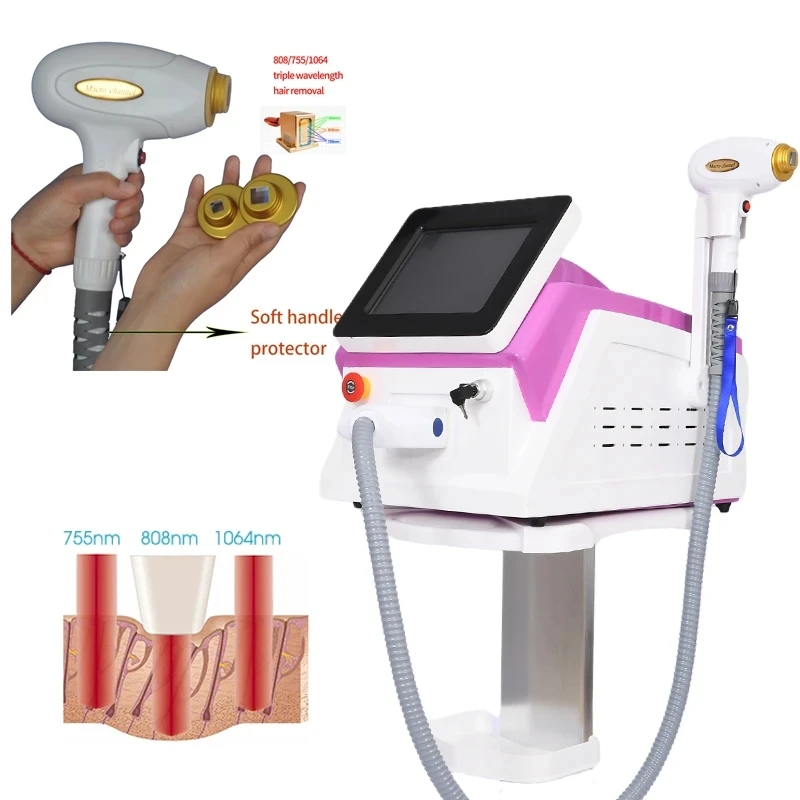 Professional 808 diode laser hair removal machine 808nm 755nm 1064nm 3 wavelength laser permanent hair removal equipment