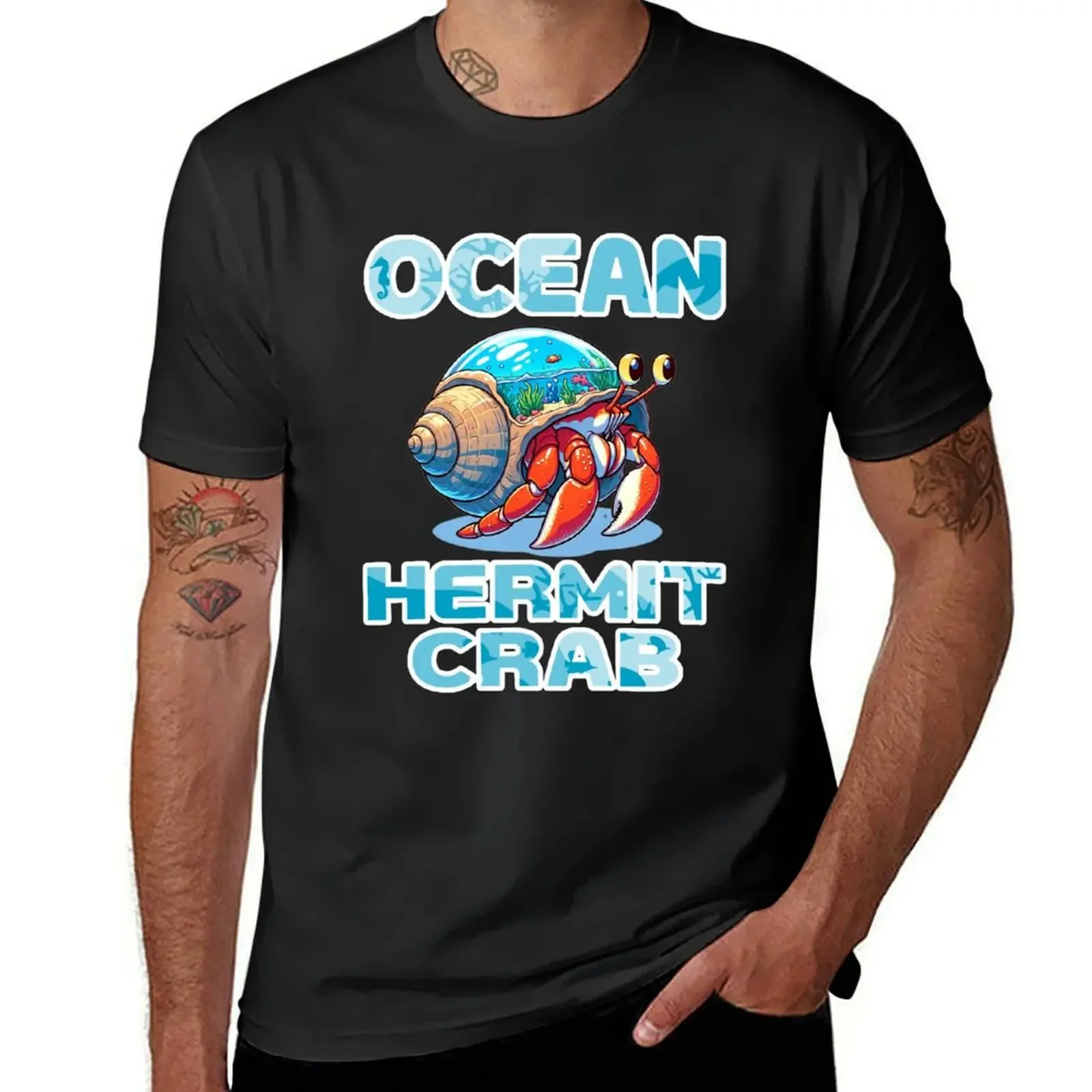 

edition summer top customs design your own heavyweight t shirts for men ocean hermit crab T-shirt Round Collar harajuku Crewneck