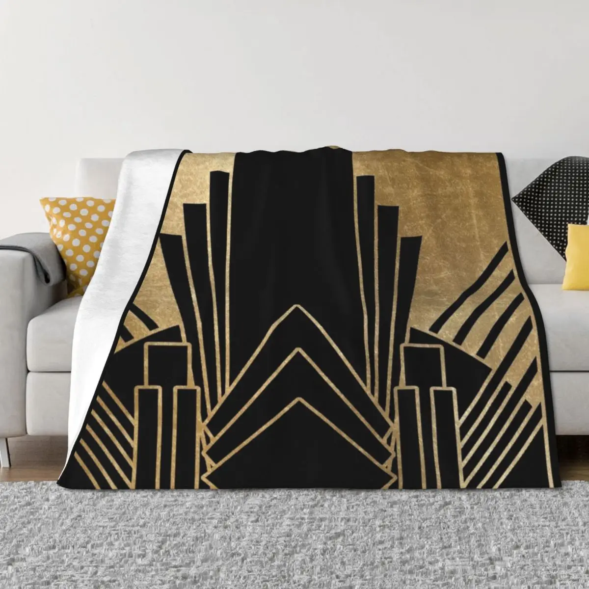 تصميم آرت ديكو رمي بطانية بياضات السرير المزخرفة من قماش الفانيلا بطانيات مخصصة #1