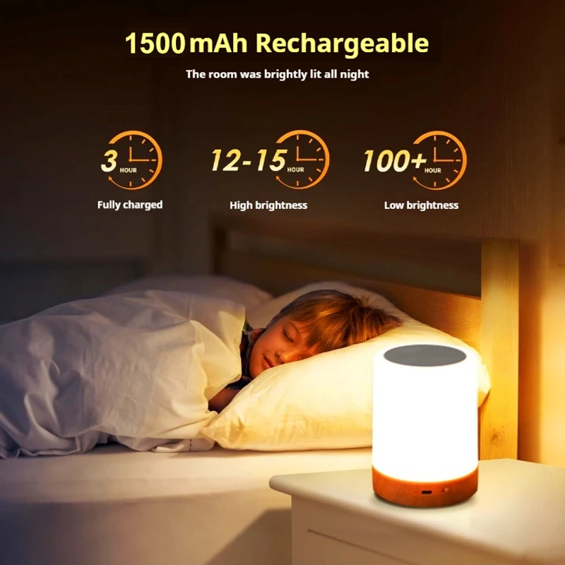 16 สีสัมผัสโคมไฟข้างเตียง RGB USB ชาร์จไฟกลางคืน NightStand โคมไฟตั้งโต๊ะตกแต่งห้องนอนโต๊ะรับประทานอาหารแสง