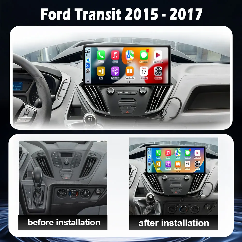 12.3 inch QLED Screen Car Radio Android For Ford Transit 2015-2017 GPS Navigation 5G Auto Stereo Wifi Multimedia Player No 2din