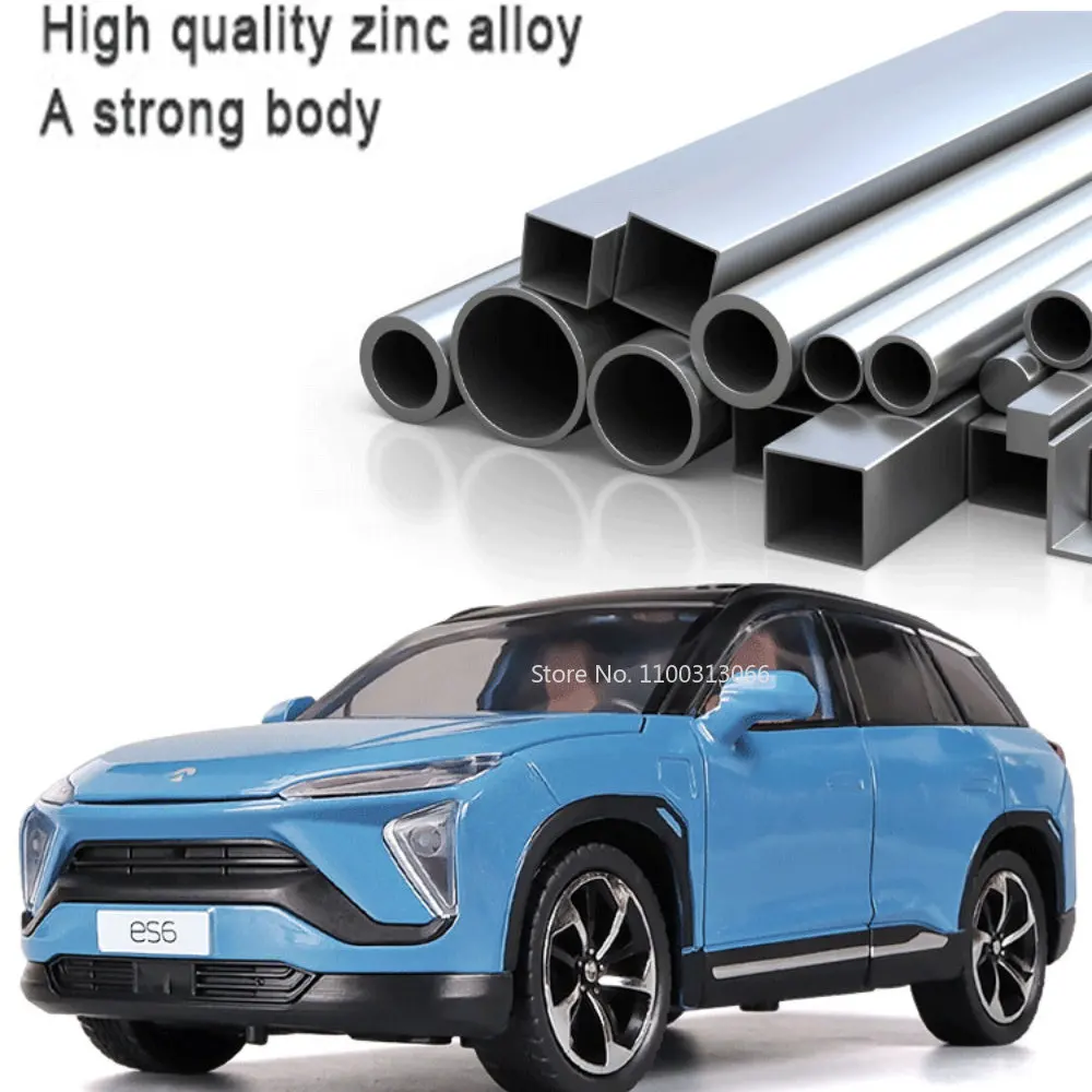 1:24 NIO ES6 SUV Alloy Car Model Diecast Metal Toys Vehicle Car Model High Simulation Collection With Sound Light Pull Back Car