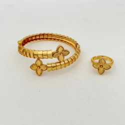 JRH Summer For Women Dubai Wedding Plated-Gold Color Bangle Ring Jewelry Set African Gift Bridal Jewelrly Luxury Unique Jewelry