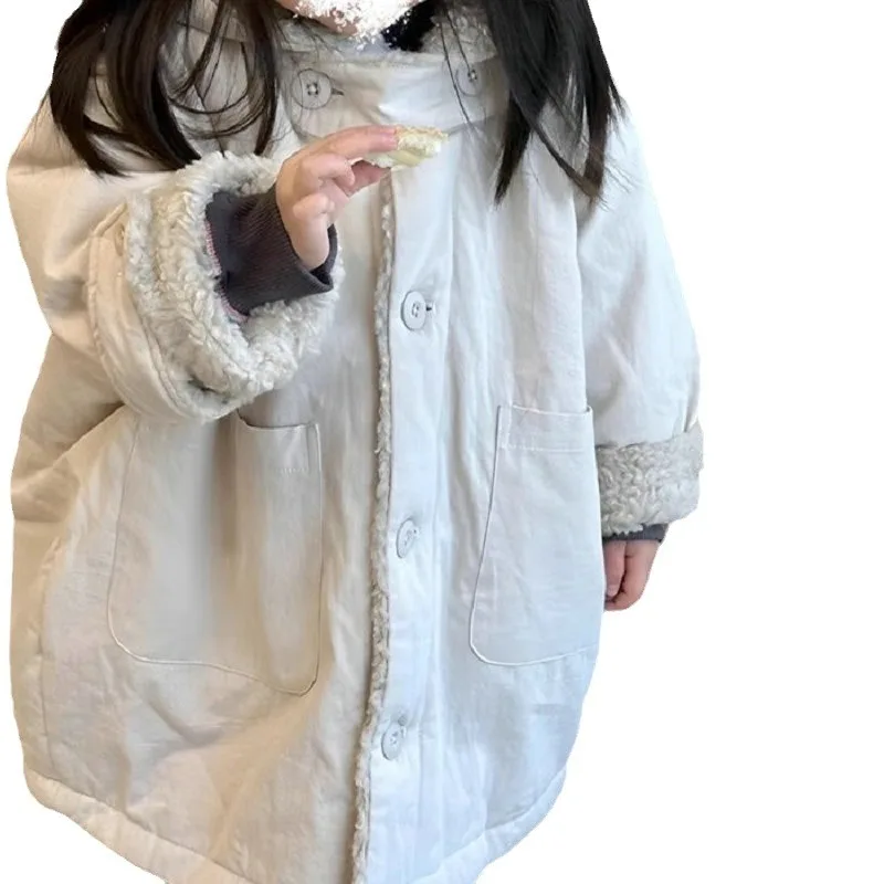 Boys Girls Outerwear Thick Korean Style Warm Comfortable Fashion Long Coat Top 23 Winter New Childrens Clothing