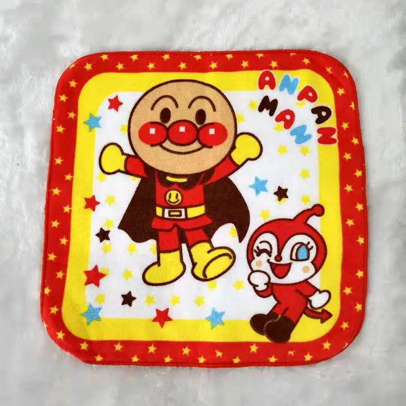 Anpanman Children Square Scarf Towel Cartoon Super Cute Facecloth Kindergarten Supplies Single Sided Printing Handkerchief Gift