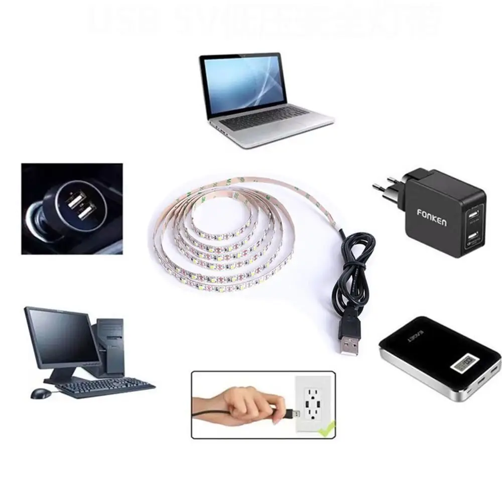 1Pcs Waterproof DC 5V LED String Light White Warm White Lighting Tape USB Strip Lamp 1-5m Home Decor SMD 2835 LED TV Background