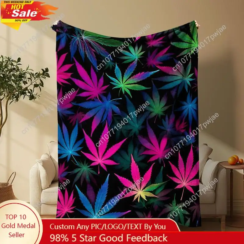 

Marijuana Leaf Pattemn Blanket Soft ComfortableThrow Blanket Cool Bedroom Bedding Blankets Warm Napping Custom blankets