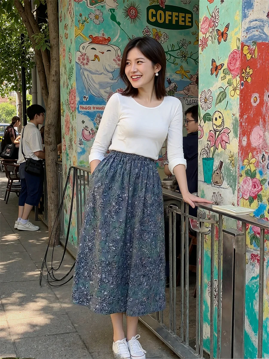 

Юбки миди с цветочным принтом, женские плиссированные юбки с нерегулярными оборками, клубные, художественные, современные, шикарные, женские, многослойные, элегантные, из сетки